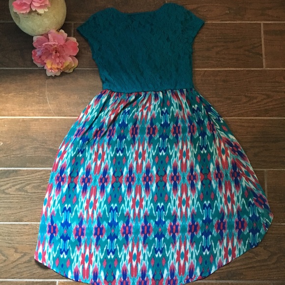 Girls sz  6/7 floral print lace top high low dress - Picture 4 of 7